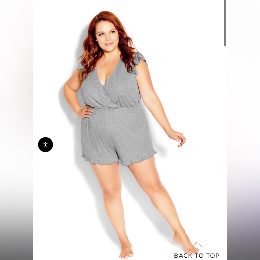 City chic size XL/22 NWT- Ellie Sleep Romper - gray